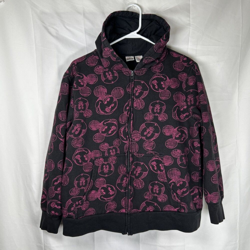 Disney Mickey Mouse Hoodie Full Zip Jacket Size 1X Black & Purple Sweatshirt